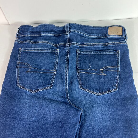 American Eagle Jeans Women 37x31* High Rise Artist Flare Dark Blue Denim Tag 18R - Picture 3 of 16
